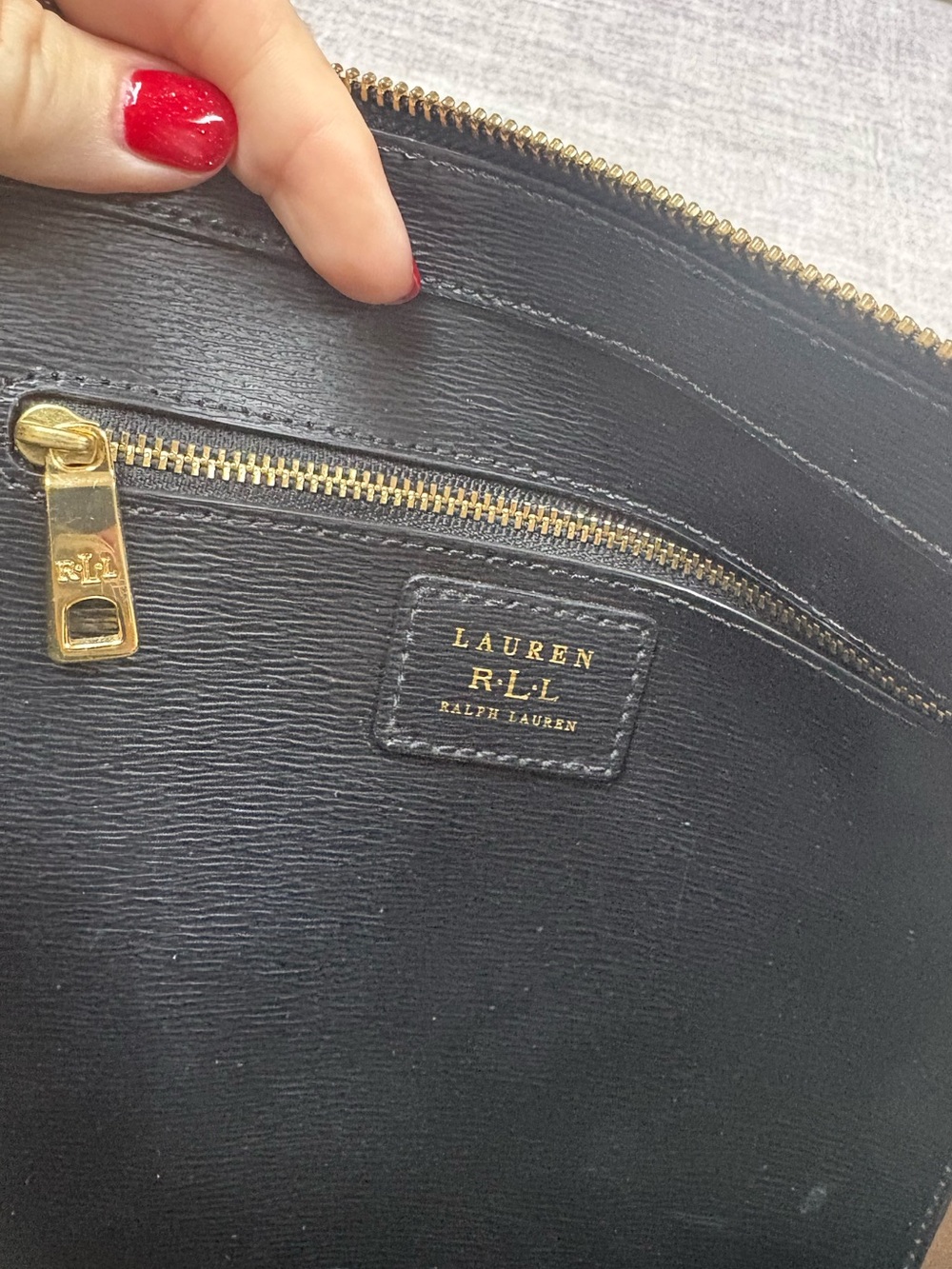Lauren Ralph Lauren Dome Satchel Bag Black Leather Medium Zip Neutral Classic - Picture 2 of 11